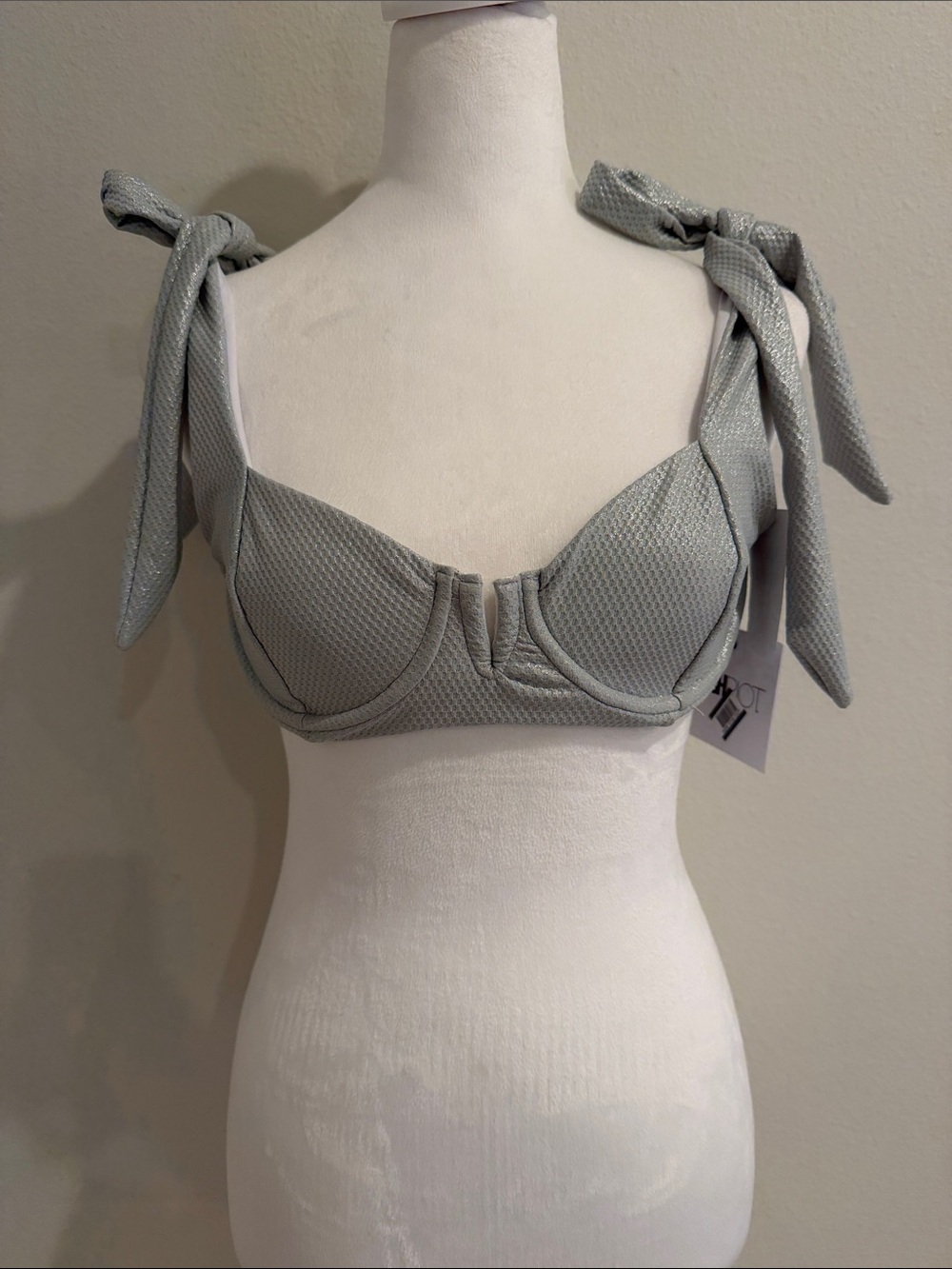 Beach Riot Silver-Grey Tie-Shoulder Underwire Swim Bra